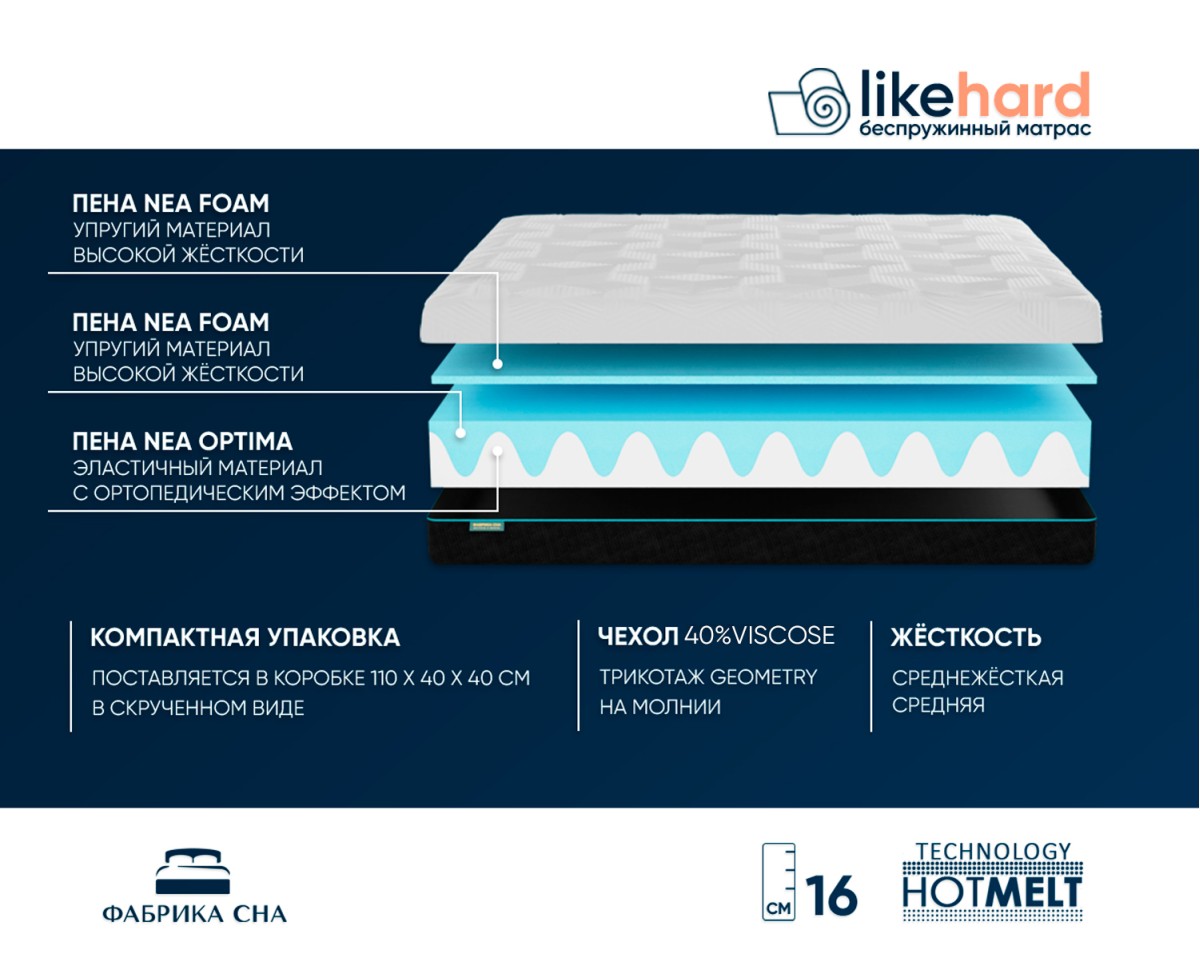 Матрас Фабрика сна Like hard 80х190