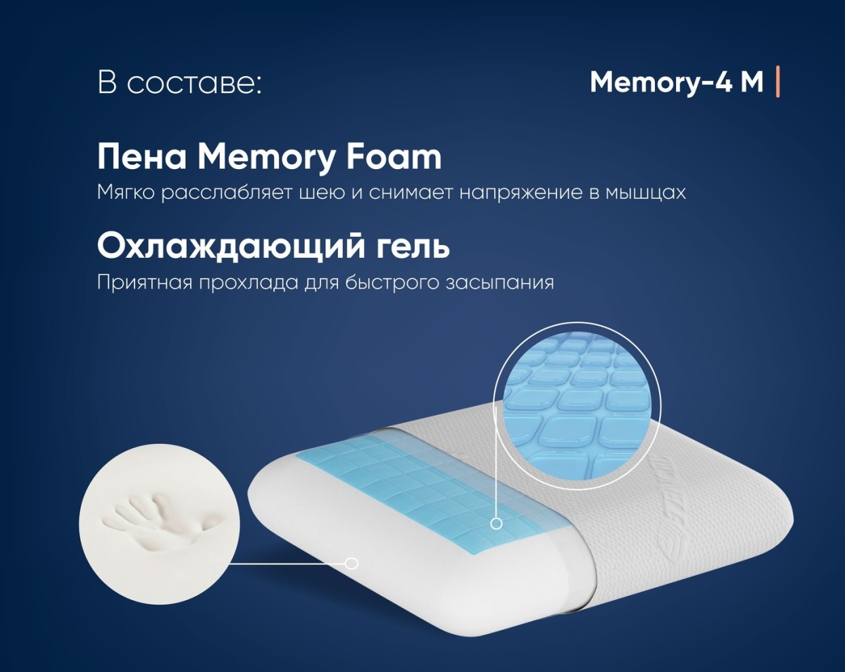 Анатомическая подушка Фабрика сна Memory-4 M gel