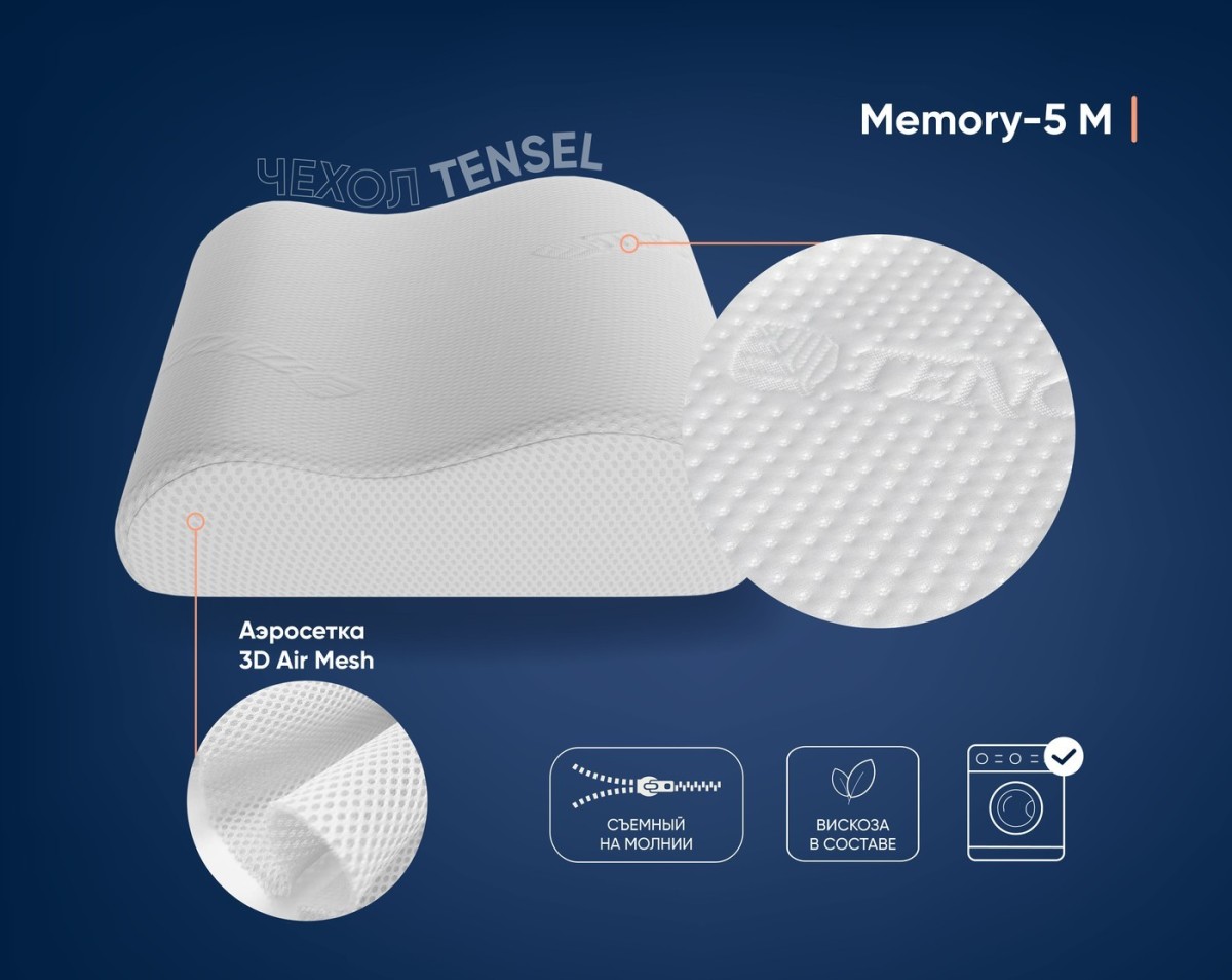 Анатомическая подушка Фабрика сна Memory-5 M ergo-gel